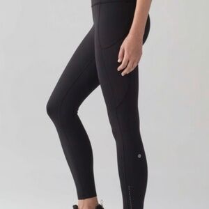 NWT Lululemon Black Fast and Free HR Tights 25” Reflective